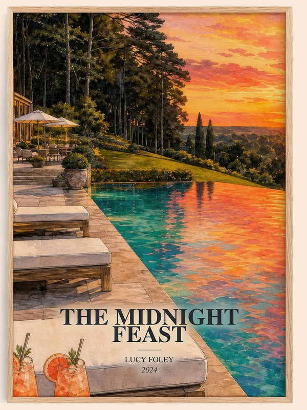 The Midnight Feast watercolour book poster by Lucy Foley – framed literary art print