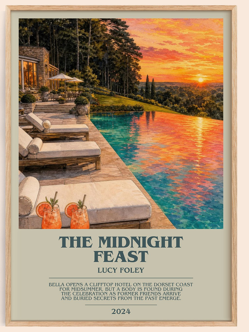 The Midnight Feast bookish book poster by Lucy Foley – framed literary art print