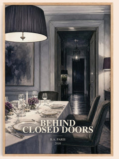Behind Closed Doors watercolour book poster by B.A. Paris – framed literary art print