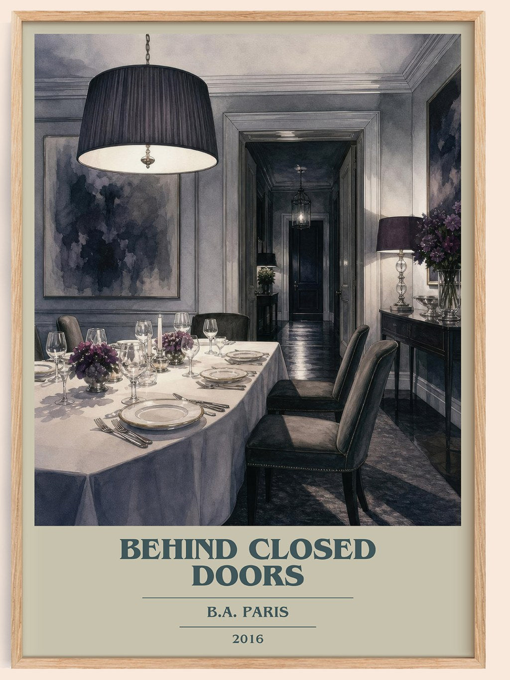 Behind Closed Doors book cover book poster by B.A. Paris – framed literary art print
