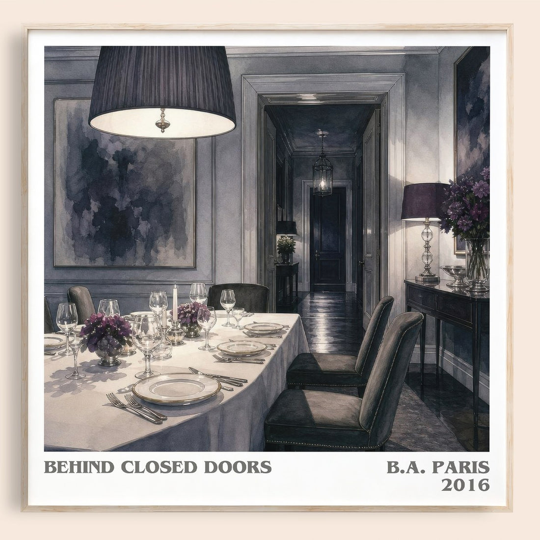 Behind Closed Doors literary book poster by B.A. Paris – framed literary art print