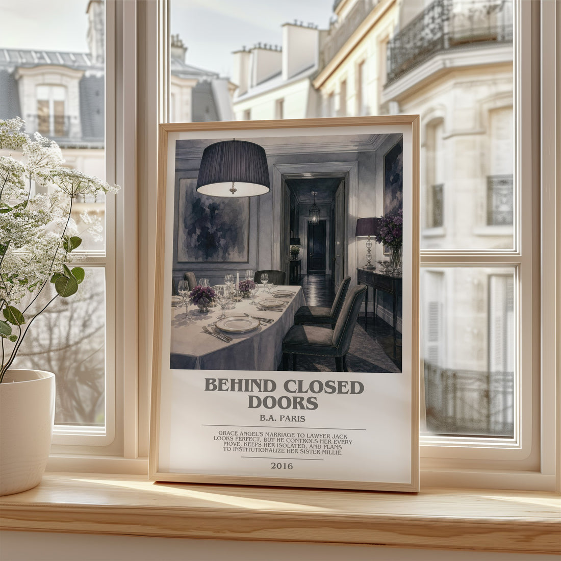 Behind Closed Doors bookish poster colour and style options – B.A. Paris book art