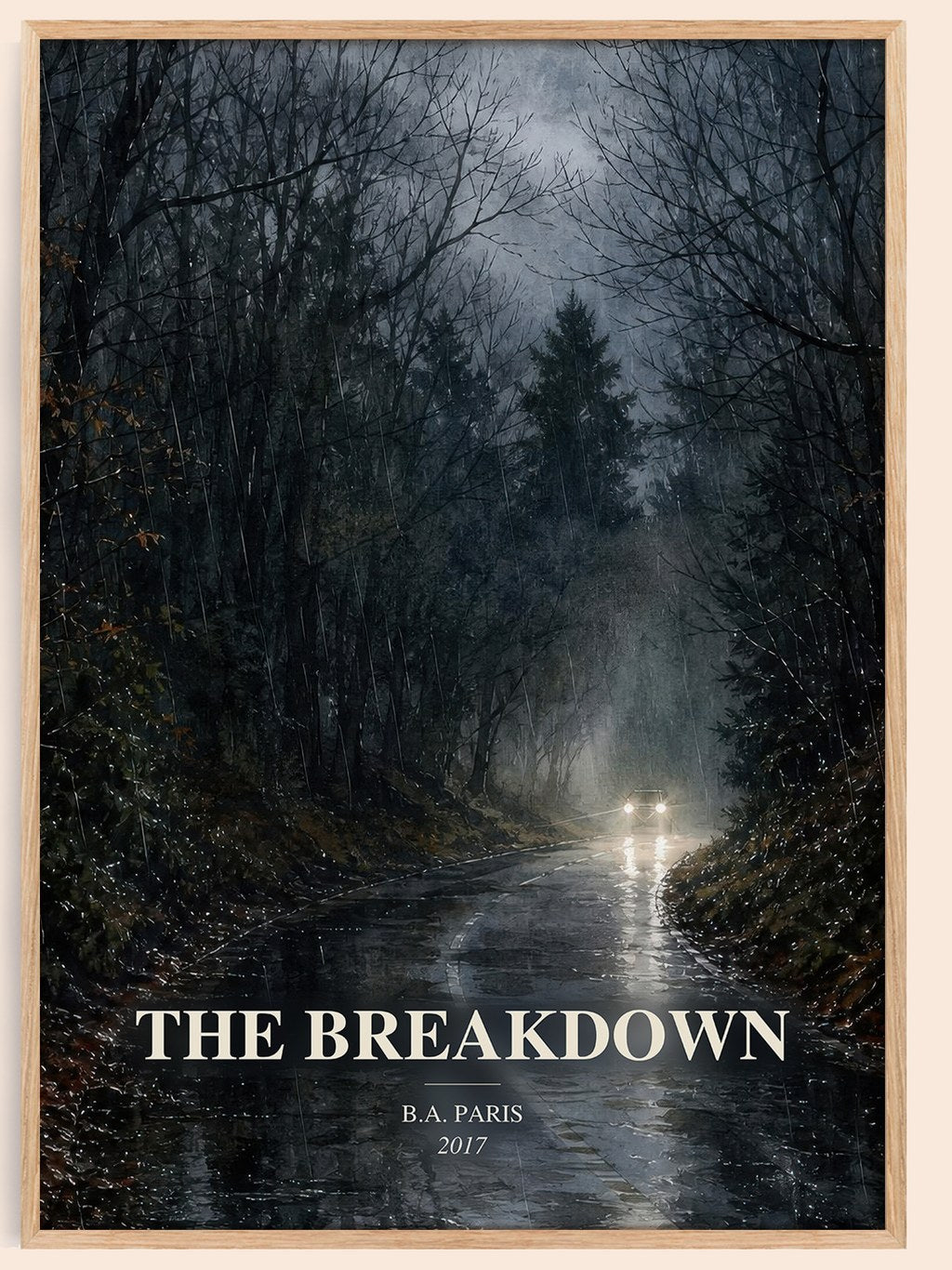 The Breakdown watercolour book poster by B.A. Paris – framed literary art print