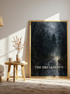 The Breakdown watercolour print in frame leaning in hallway – thriller wall art