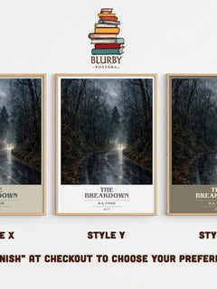 The Breakdown book cover print in frame leaning in hallway – thriller wall art
