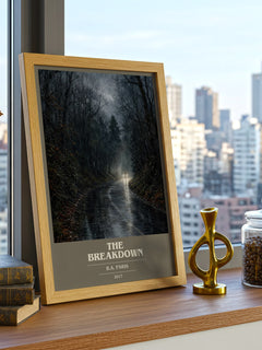 The Breakdown book cover print framed by window – literary home decor