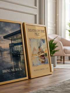 Bring Me Back watercolour print framed by window – literary home decor
