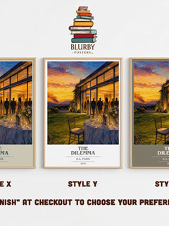 The Dilemma book cover print in frame leaning in hallway – thriller wall art