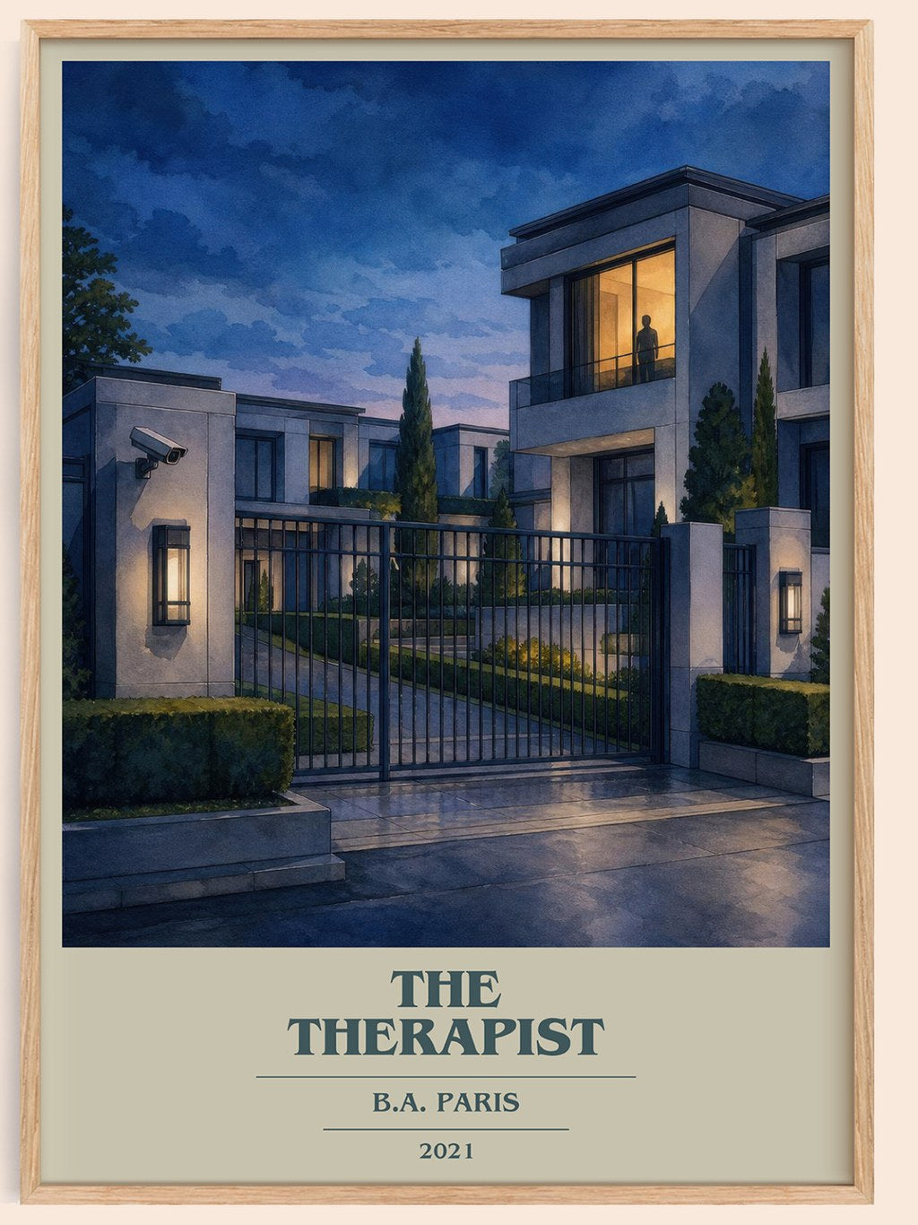 The Therapist book cover book poster by B.A. Paris – framed literary art print