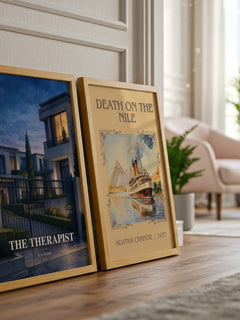 The Therapist watercolour print framed by window – literary home decor