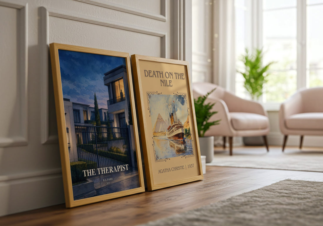 The Therapist watercolour print framed by window – literary home decor