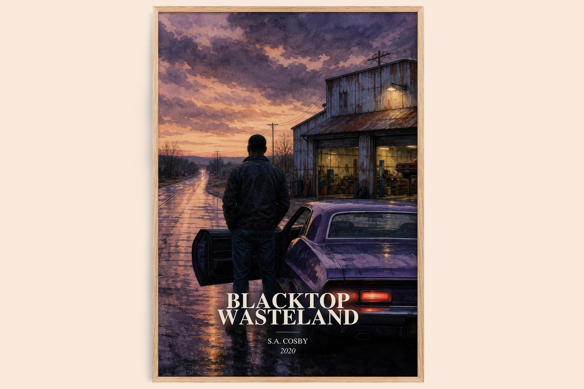 Blacktop Wasteland Book Watercolour Illustration by S.A. Cosby