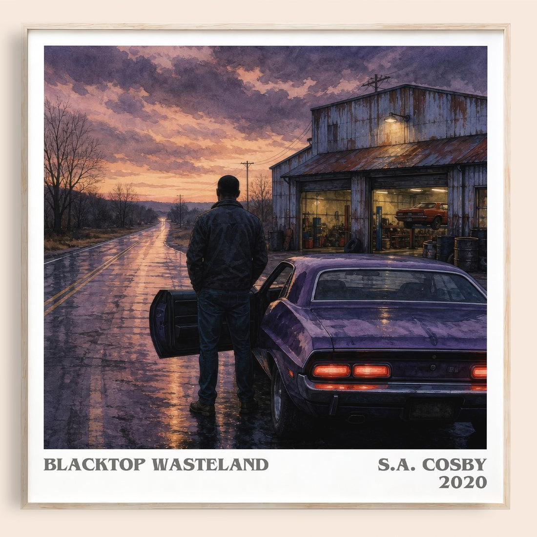 Blacktop Wasteland literary book poster by S.A. Cosby – framed literary art print