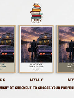 Blacktop Wasteland book cover print in frame leaning in hallway – crime wall art