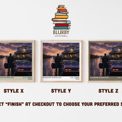 Blacktop Wasteland literary print in frame leaning in hallway – crime wall art