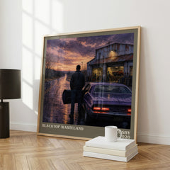 Blacktop Wasteland literary print framed by window – literary home decor