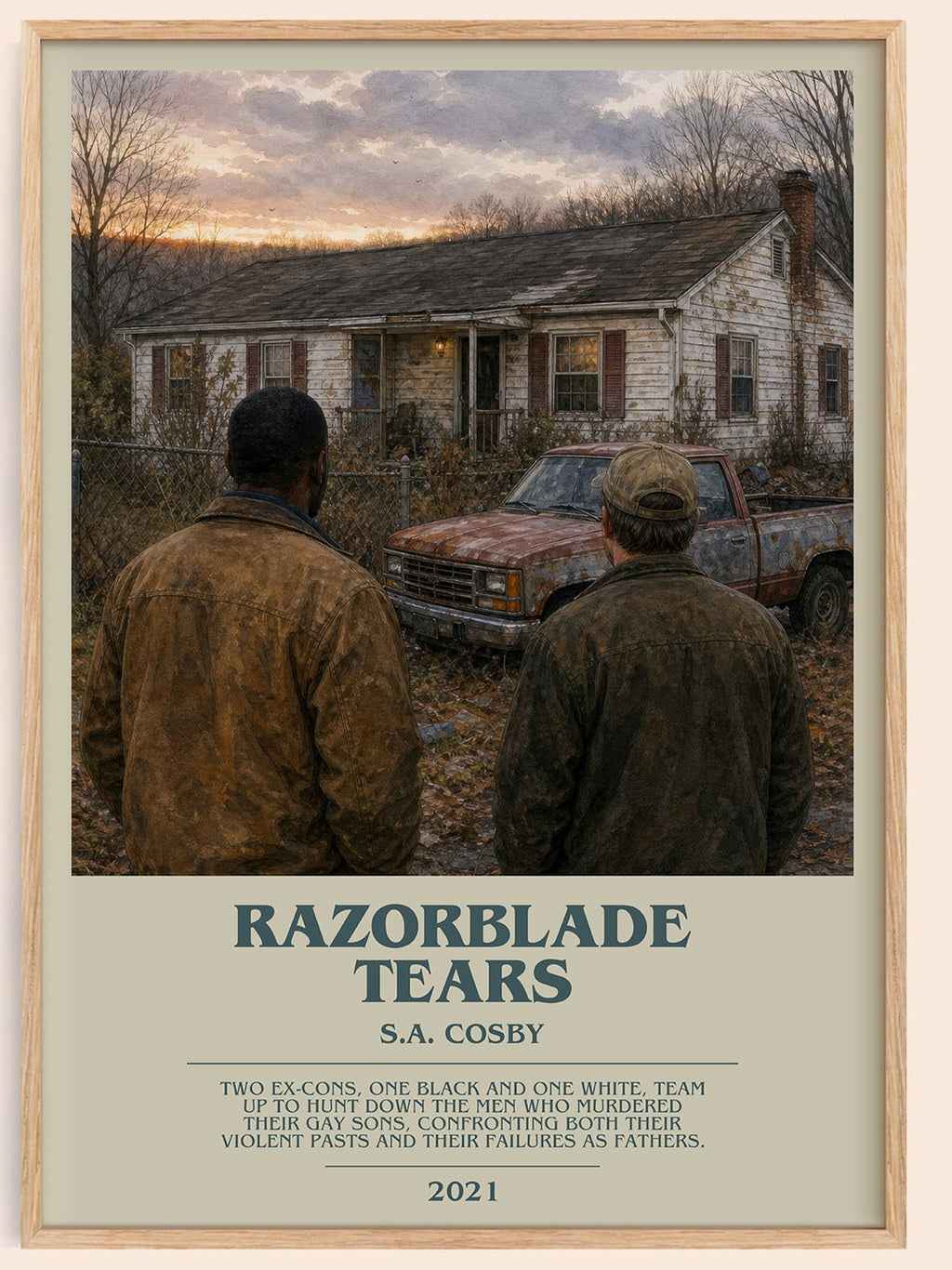 Razorblade Tears bookish book poster by S.A. Cosby – framed literary art print