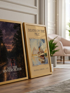 All the Sinners Bleed watercolour print framed by window – literary home decor