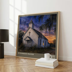 My Darkest Prayer literary print framed by window – literary home decor