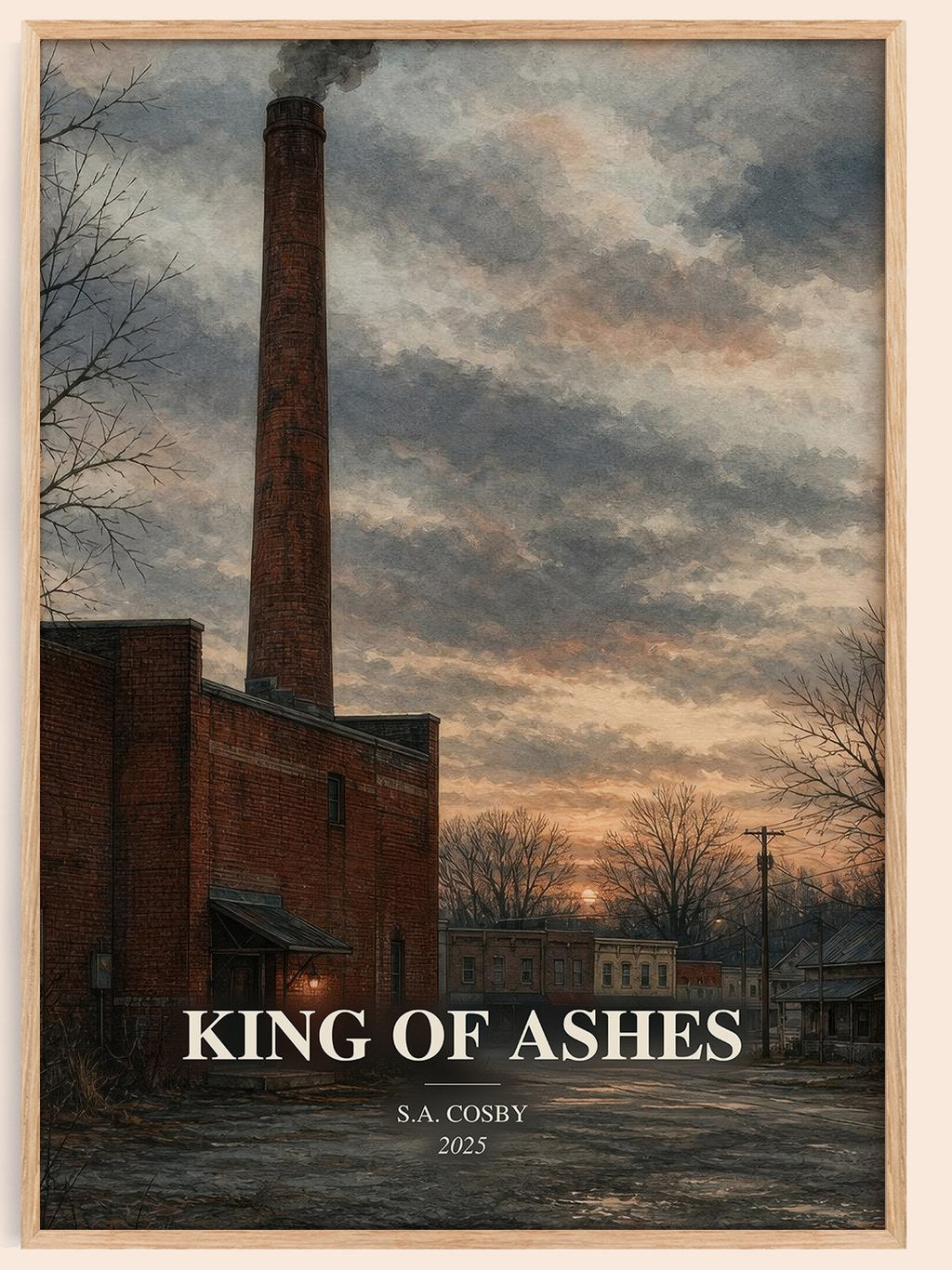King of Ashes watercolour book poster by S.A. Cosby – framed literary art print
