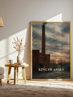 King of Ashes watercolour print in frame leaning in hallway – crime wall art