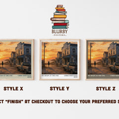 We Begin at the End literary print in frame leaning in hallway – crime wall art
