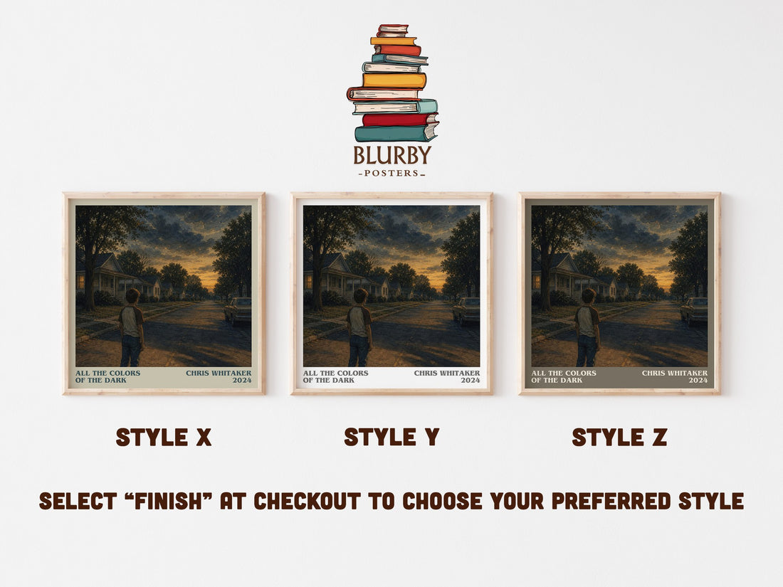 All the Colors of the Dark literary print in frame leaning in hallway – mystery wall art (mockup)