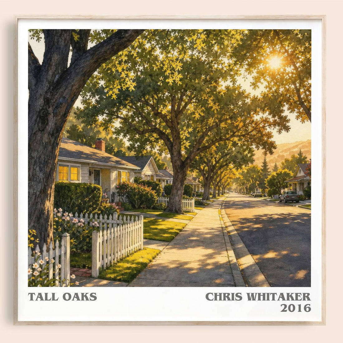 Tall Oaks literary book poster by Chris Whitaker – framed literary art print