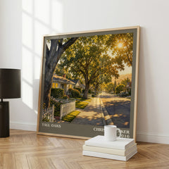 Tall Oaks literary print framed by window – literary home decor