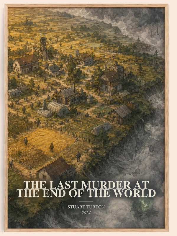The Last Murder at the End of the World watercolour book poster by Stuart Turton – framed literary art print