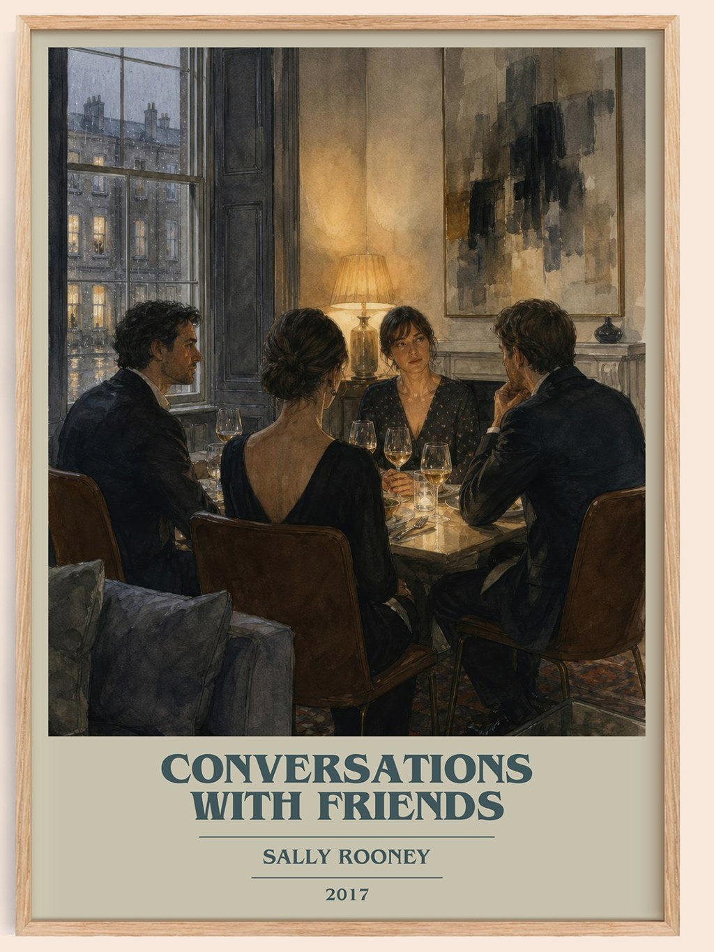 Conversations with Friends book cover book poster by Sally Rooney – framed literary art print