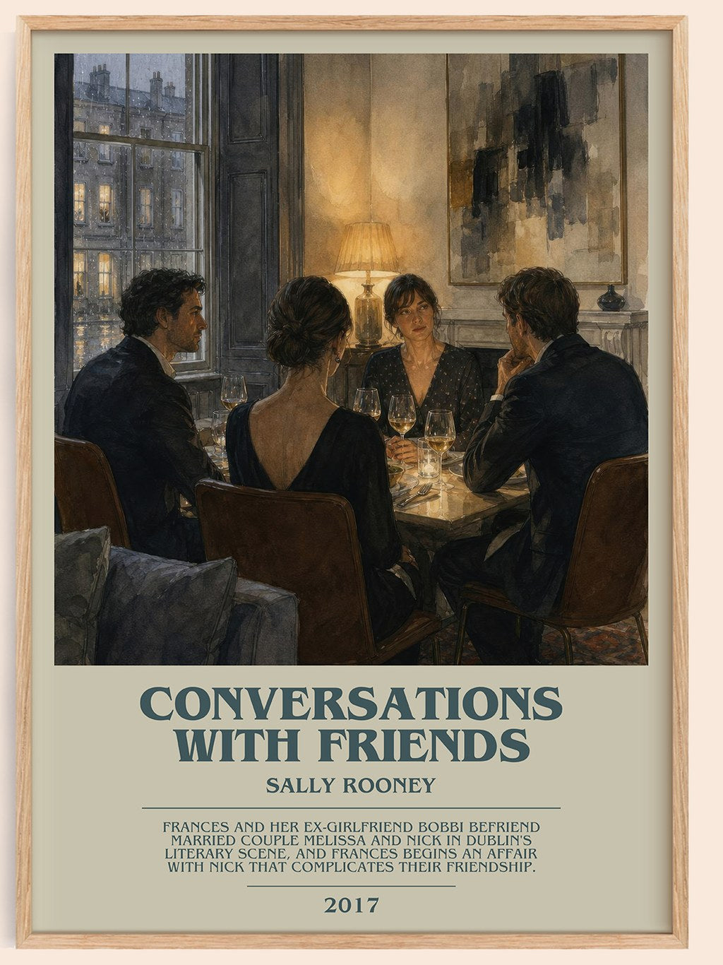Conversations with Friends bookish book poster by Sally Rooney – framed literary art print