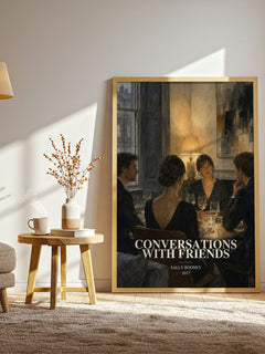 Conversations with Friends watercolour print in frame leaning in hallway – literary fiction wall art