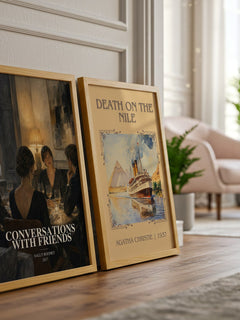 Conversations with Friends watercolour print framed by window – literary home decor
