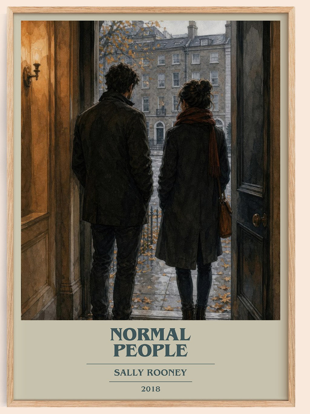 Normal People book cover book poster by Sally Rooney – framed literary art print