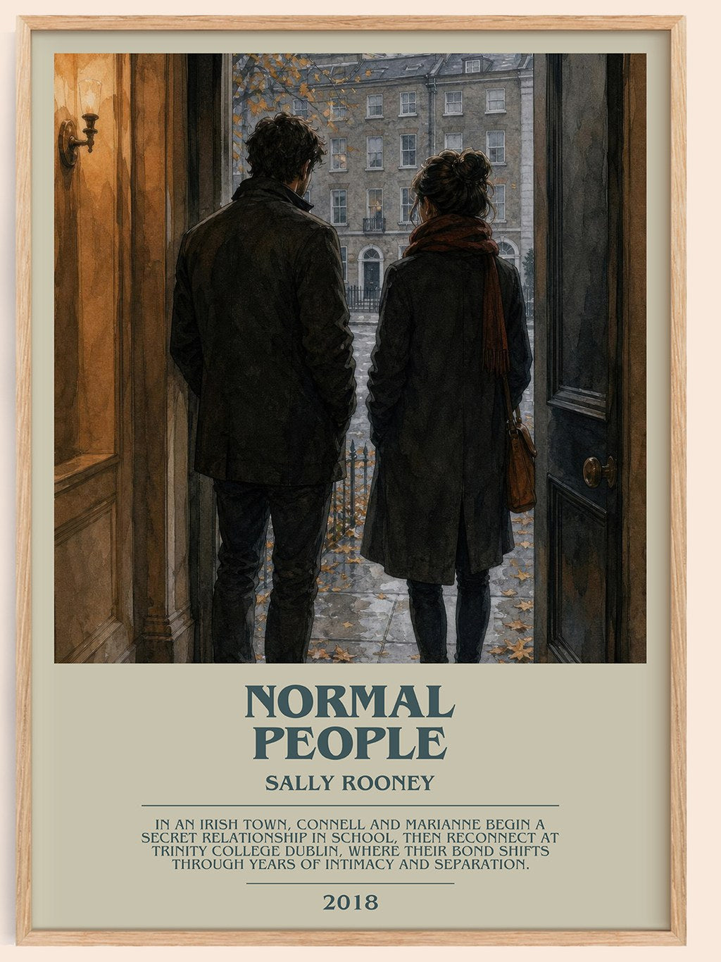 Normal People bookish book poster by Sally Rooney – framed literary art print