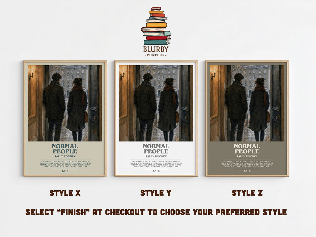 Normal People bookish print in frame leaning in hallway – contemporary fiction wall art (mockup)