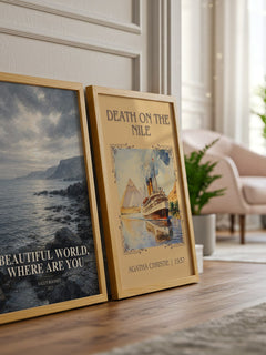 Beautiful World, Where Are You watercolour print framed by window – literary home decor