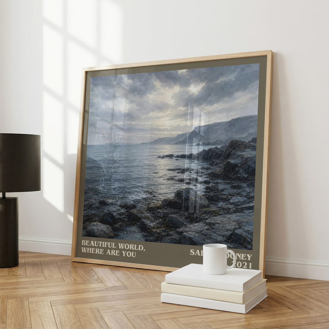 Beautiful World, Where Are You literary print framed by window – literary home decor