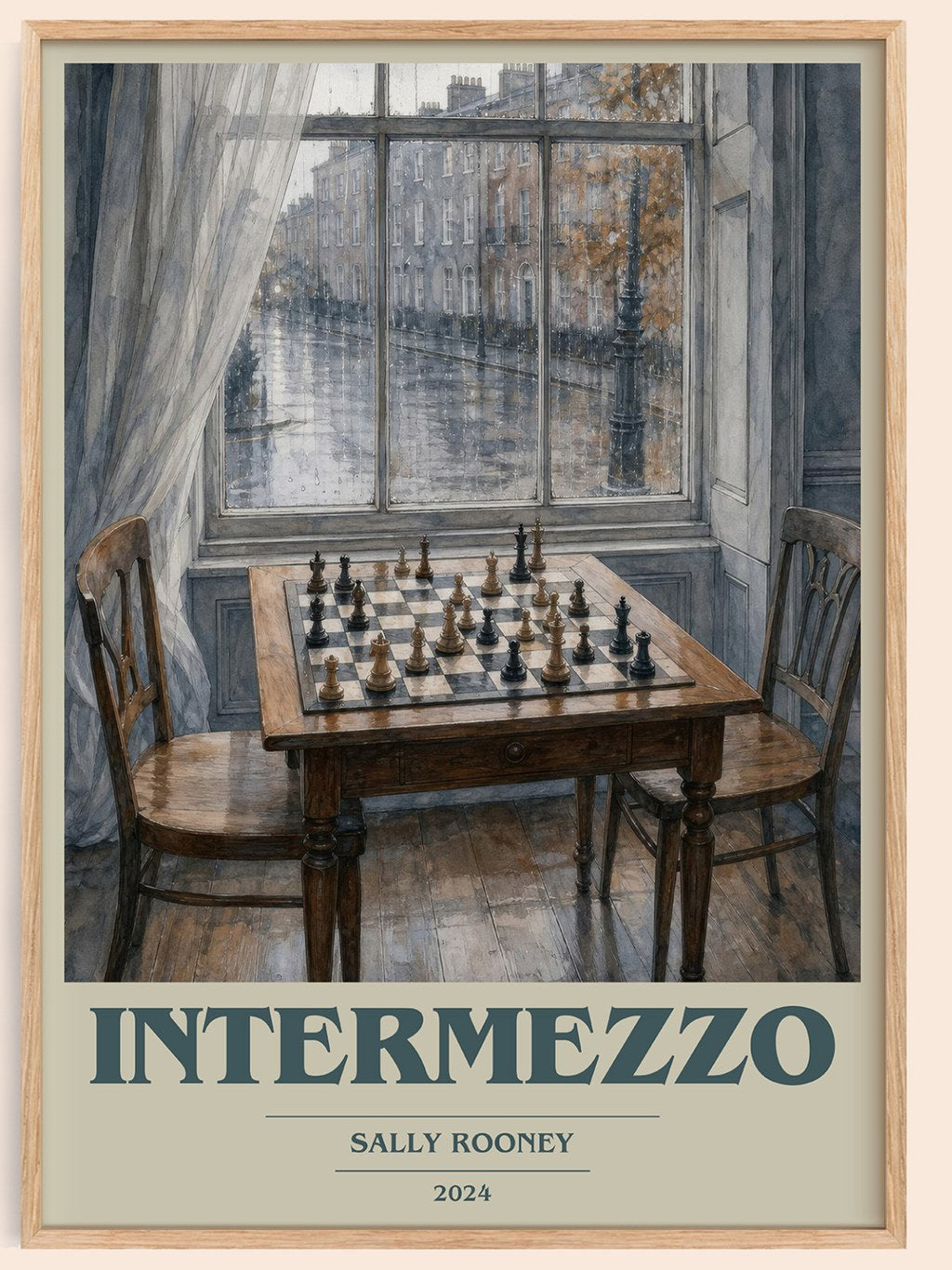 Intermezzo book cover book poster by Sally Rooney – framed literary art print
