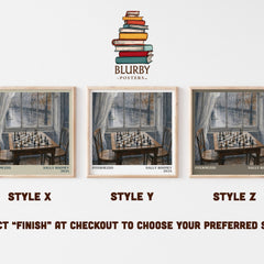 Intermezzo literary print in frame leaning in hallway – contemporary fiction wall art