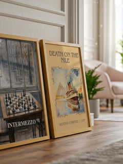 Intermezzo watercolour print framed by window – literary home decor