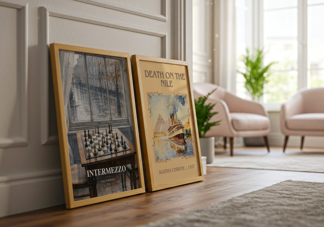 Intermezzo watercolour print framed by window – literary home decor