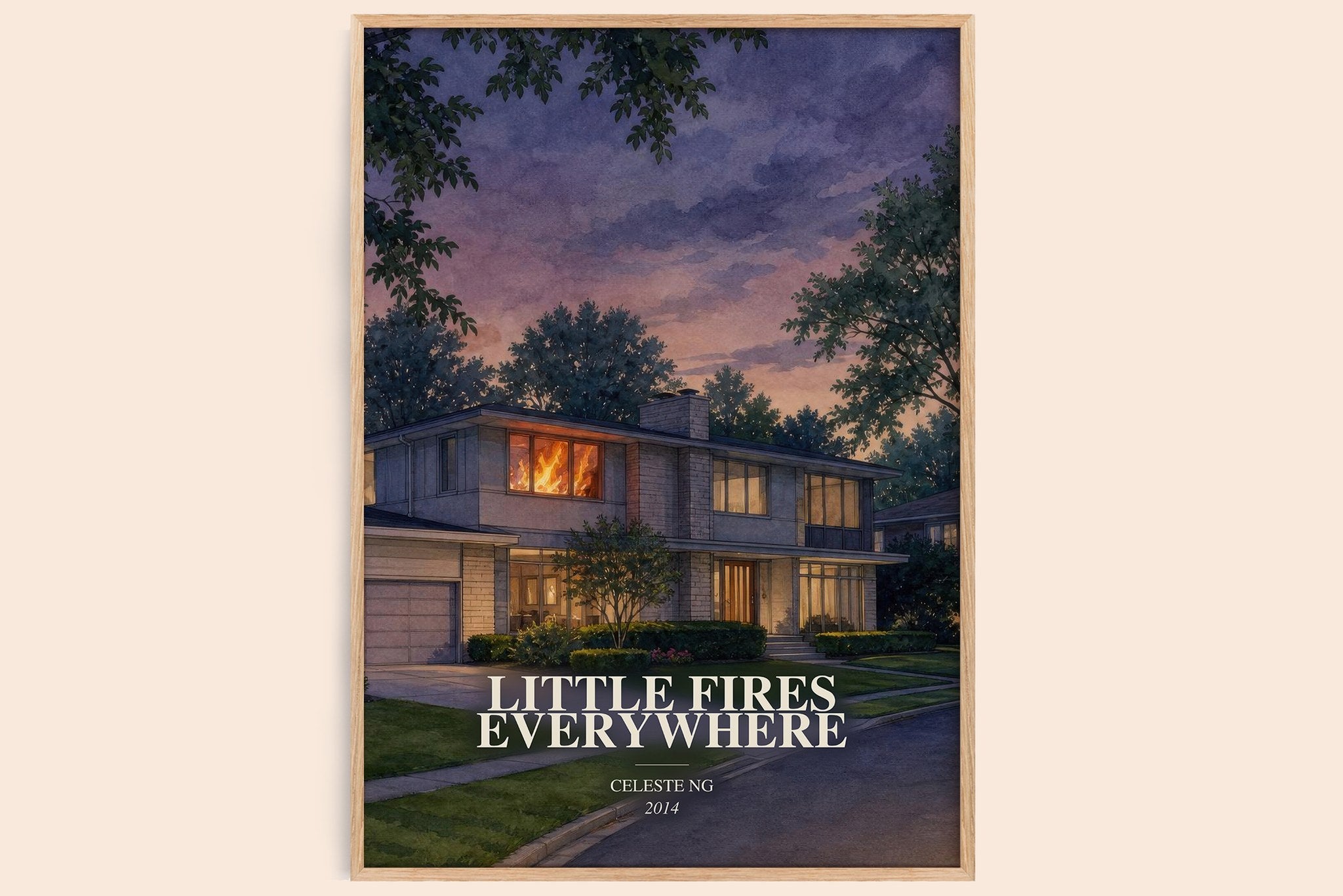 Little Fires Everywhere Book Watercolour Illustration by Celeste Ng