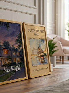 Little Fires Everywhere watercolour print framed by window – literary home decor