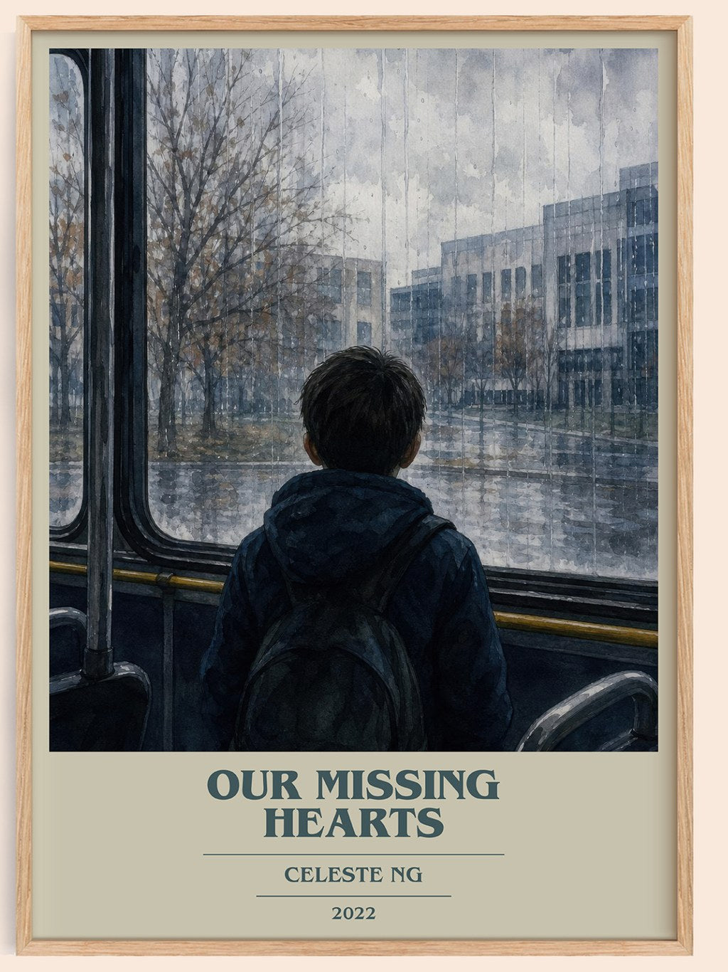 Our Missing Hearts book cover book poster by Celeste Ng – framed literary art print