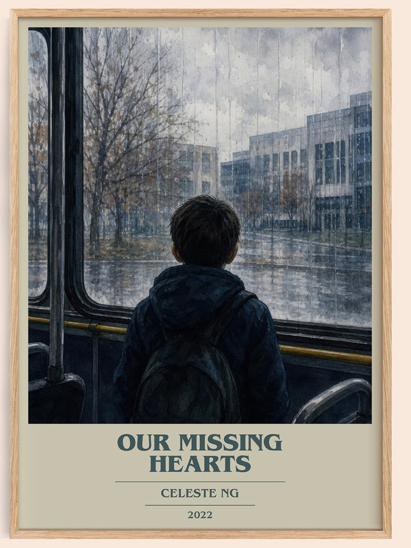 Our Missing Hearts book cover book poster by Celeste Ng – framed literary art print