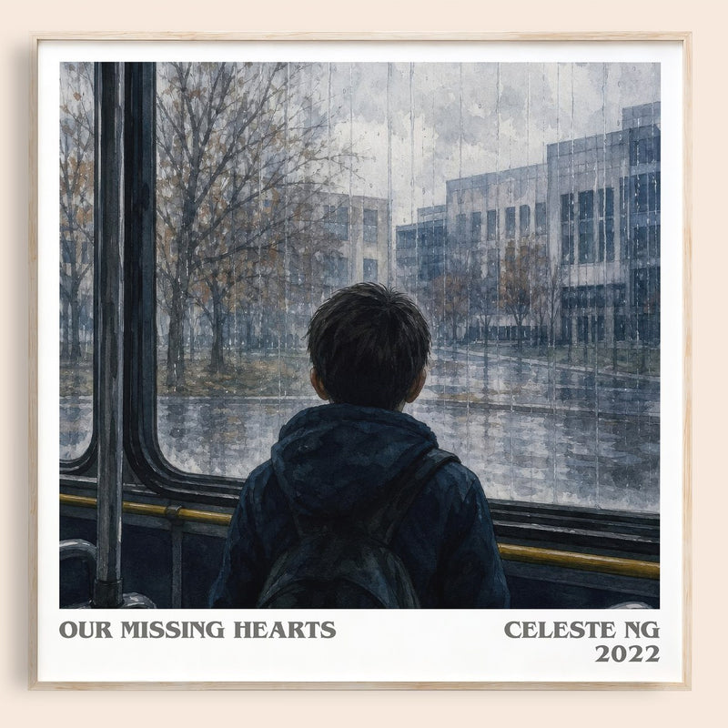 Our Missing Hearts literary book poster by Celeste Ng – framed literary art print
