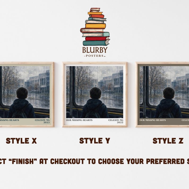 Our Missing Hearts literary print in frame leaning in hallway – dystopian wall art