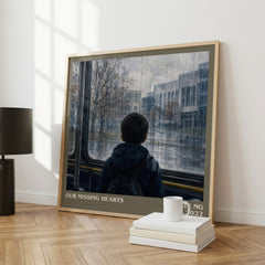 Our Missing Hearts literary print framed by window – literary home decor